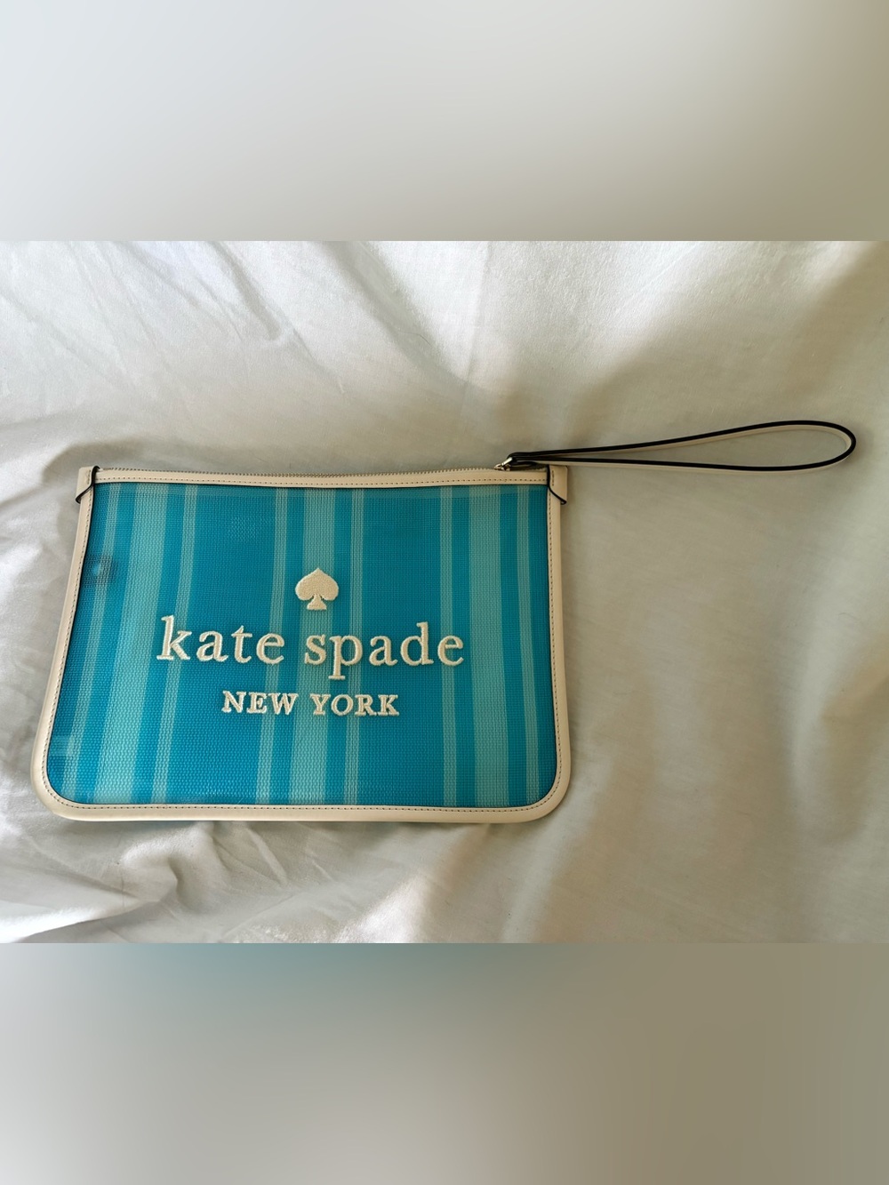 Kate Spade Turquoise hard mesh Wristlet